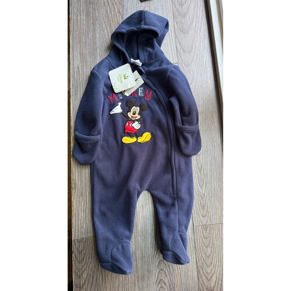 Disney Baby Mickey Mouse Navy Blue Fleece Hooded Pram Suit 3-6M 01135L